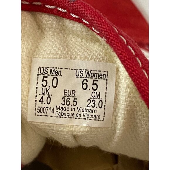 Vans Old Skool Red & White Classic Canvas Sneakers Women 6.5 Men 5 Unisex - Picture 11 of 11